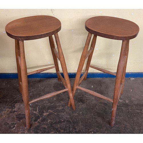 78 - PAIR OF BEECH HIGH STOOLS