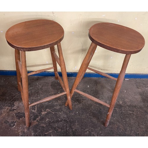 78 - PAIR OF BEECH HIGH STOOLS