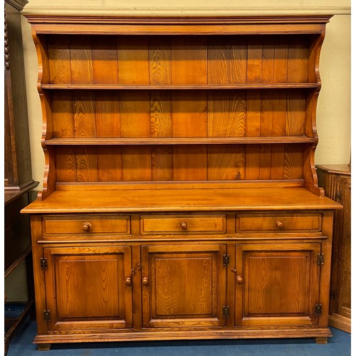 10 - GOOD QUALITY ELM DRESSER WITH PLATE RACK