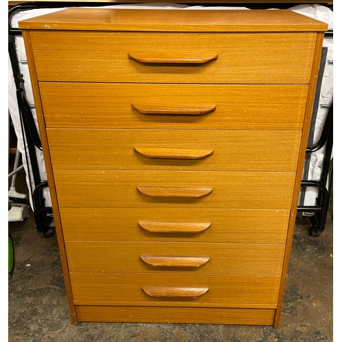 110 - TEAK FINISH SEVEN DRAWER CHEST