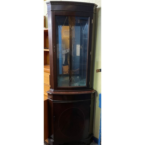 88 - MAHOGANY GLAZED CORNER CUPBOARD