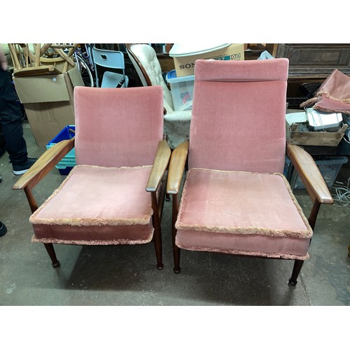 180 - PAIR OF 1960S TEAK ADJUSTABLE ARMCHAIRS