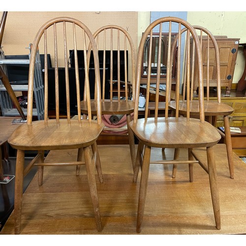 177 - SET OF FOUR PRIORY ELM AND BEECH HOOPED SPINDLE BACK DINING CHAIRS