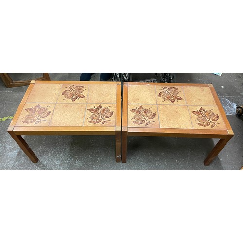 139 - PAIR OF TEAK AND TILE TOP OCASSIONAL TABLES