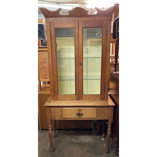 137 - OAK GLAZED CABINET ON STAND