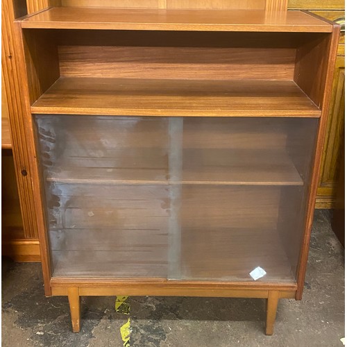 126 - NATHAN TEAK GLAZED SLIDING DOOR BOOKCASE CABINET