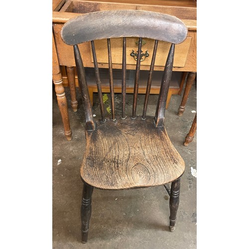 170 - FIVE 19TH CENTURY ELM KITCHEN CHAIRS