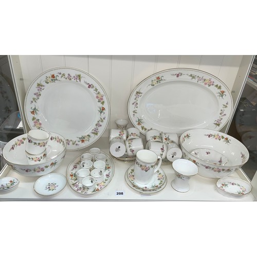 208 - WEDGWOOD MIRABELLE BONE CHINA COFFEE SET, LARGE PLATES, NAPKIN RINGS AND BOWL