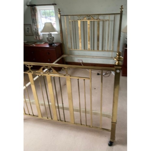 164 - ART NOUVEAU BRASS DOUBLE BEDSTEAD