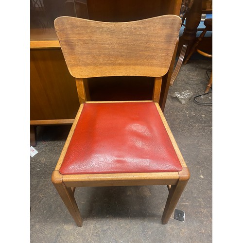 55 - TEAK NARROW DROP FLAP TABLE SET OF FOUR 1950S WALNUT DINING CHAIRS