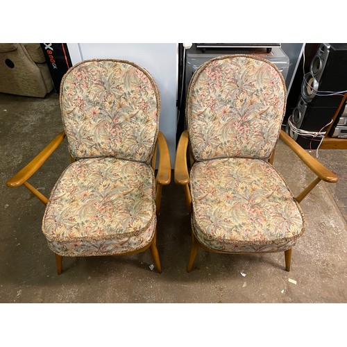 60 - PAIR OF ERCOL HOOPBACK ARMCHAIRS