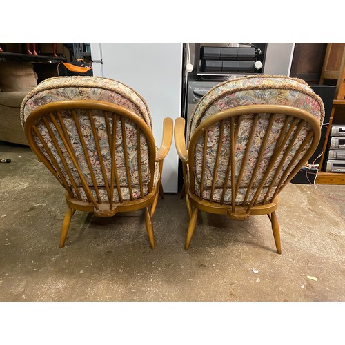 60 - PAIR OF ERCOL HOOPBACK ARMCHAIRS