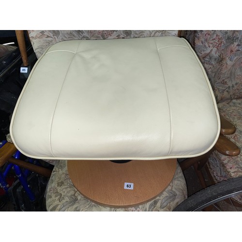 63 - CREAM LEATHER FOOTSTOOL