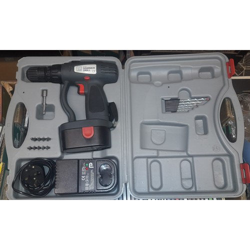 291 - CASED  CORDLESS HAMMER DRILL