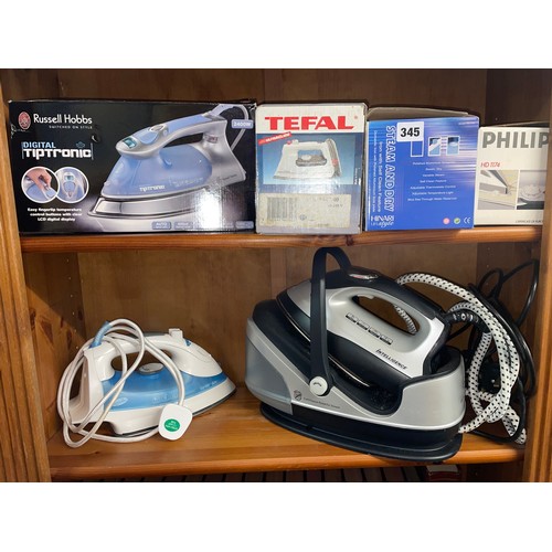 345 - SELECTION OF STEAM IRONS