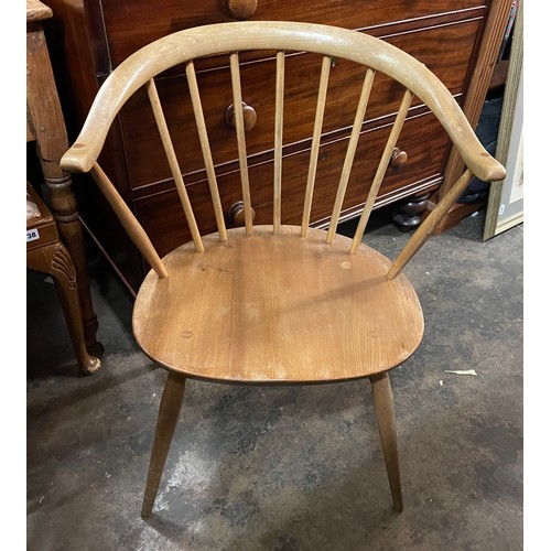 67 - ERCOL ELM FIRESIDE WINDSOR ELBOW CHAIR