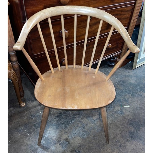 67 - ERCOL ELM FIRESIDE WINDSOR ELBOW CHAIR