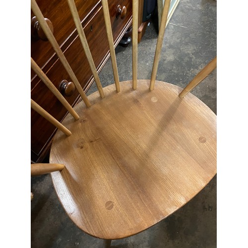 67 - ERCOL ELM FIRESIDE WINDSOR ELBOW CHAIR