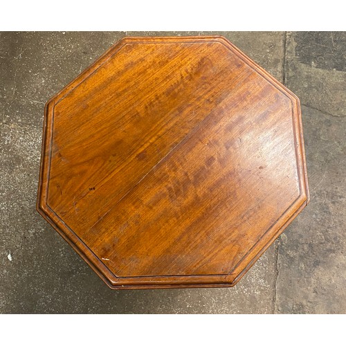 92 - MAHOGANY OCTAGONAL TOPPED FOLDING BASE TABLE