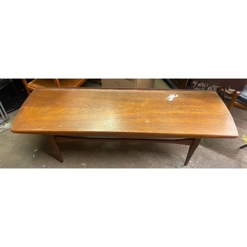 182A - 1960s DANISH GRETE JALK STYLE TEAK SURFBOARD COFFEE TABLE