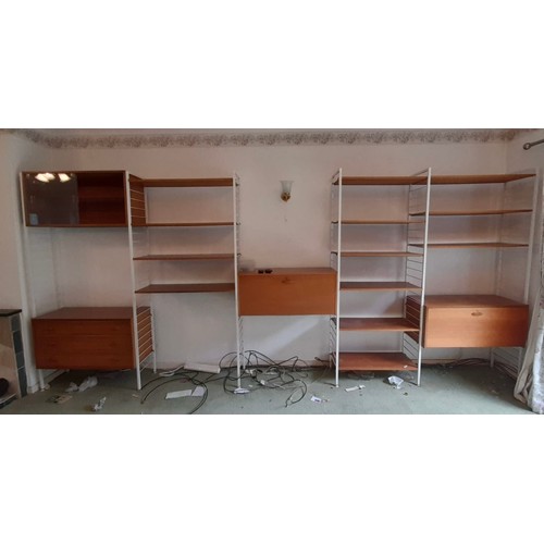 156 - LARGE TEAK LADDERAX STORAGE SYSTEM WITH CHEST OF DRAWERS AND BUREAU UNITS