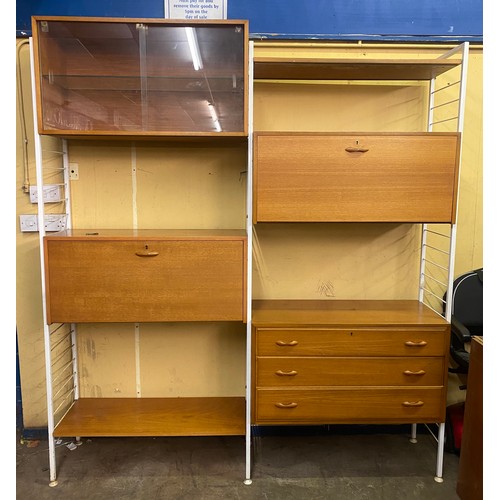 156 - LARGE TEAK LADDERAX STORAGE SYSTEM WITH CHEST OF DRAWERS AND BUREAU UNITS