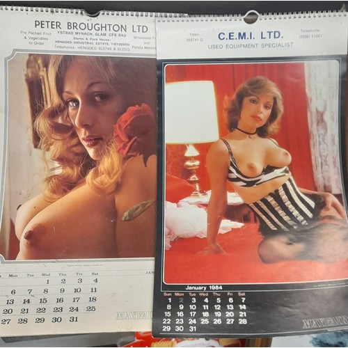 362 - TWO CARTONS OF VINTAGE PLAYBOY, PENTHOUSE AND MAYFAIR PIN UP CALENDARS