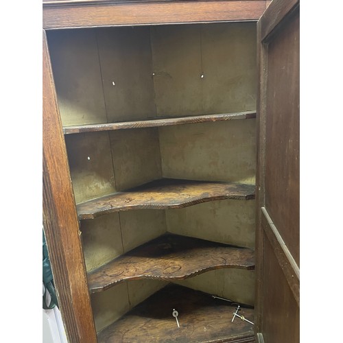 87 - GEORGE III OAK HANGING CORNER CUPBOARD