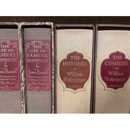 210 - THREE VOLUMES THE WORKS OF WILLIAM SHAKESPEARE AND THREE VOLUMES THE LIFE OF SAMUEL JOHNSON