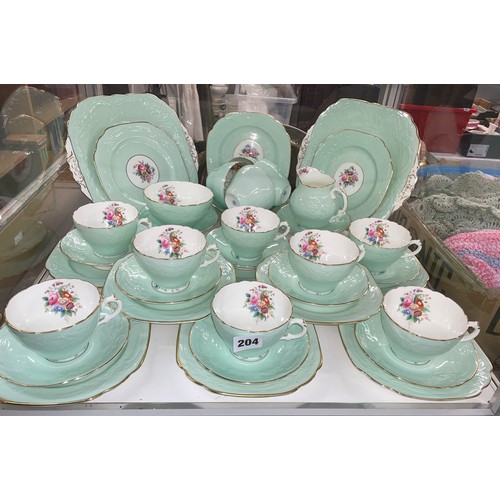 204 - COALPORT APPLE GREEN FLORAL SPRAY TEASET