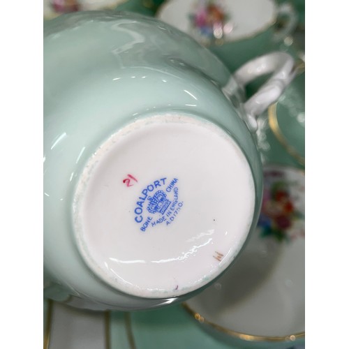 204 - COALPORT APPLE GREEN FLORAL SPRAY TEASET