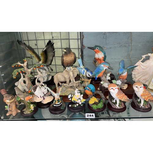 244 - SELECTION OF READERS DIGEST HAND PAINTED BIRD FIGURES AND LEONARDO BIRD FIGURE GROUPS