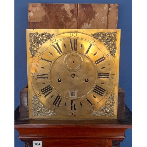 184 - LATE GEORGIAN BRASS FACED OAK LONG CASED CLOCK