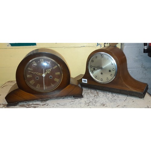 185 - TWO EIGHT DAY CHIMING MANTLE CLOCKS