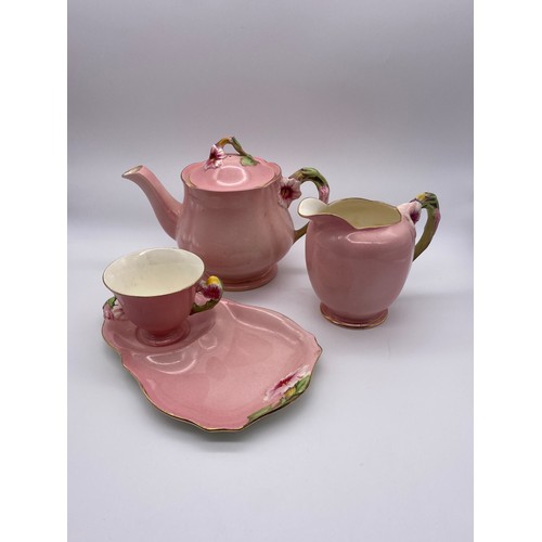 257 - ROYAL WINTON PETUNIA BREAKFAST CUP SAUCER SET AND TEAPOT