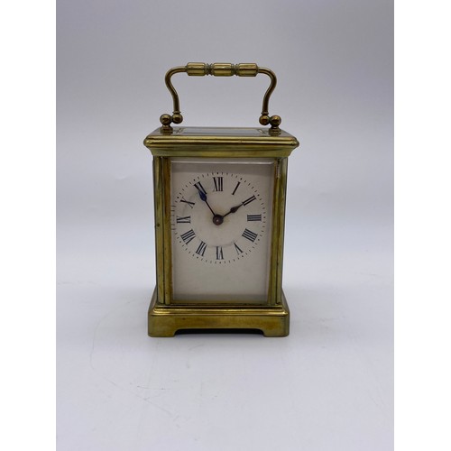 519 - TWO BRASS CASED FRENCH CARRIAGE CLOCKS