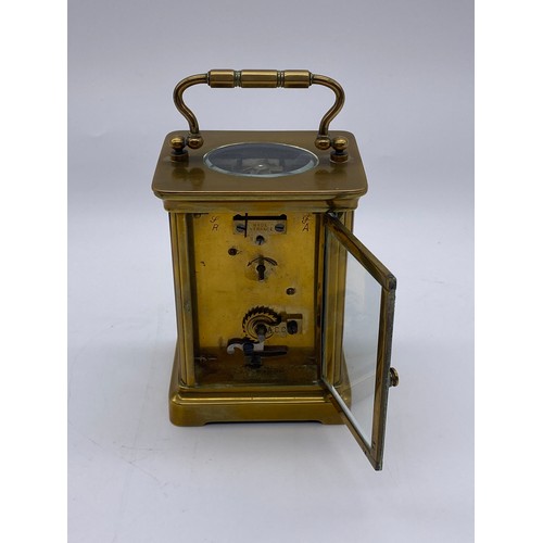 519 - TWO BRASS CASED FRENCH CARRIAGE CLOCKS