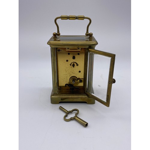 519 - TWO BRASS CASED FRENCH CARRIAGE CLOCKS