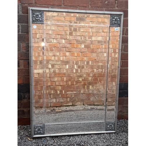 124 - SILVER BEVELLED FRAMED MIRROR