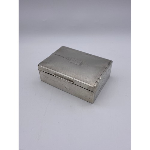 477 - MAPPIN & WEBB BIRMINGHAM SILVER RECTANGULAR CIGARETTE BOX 8.6OZ OVERALL