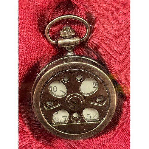 542 - FOUR REPRODUCTION HUNTER CASED POCKET WATCHES AND NOVELTY POCKET WATCHES