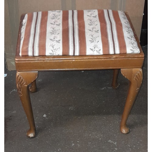 138 - WALNUT CABRIOLE LEG DRESSING STOOL