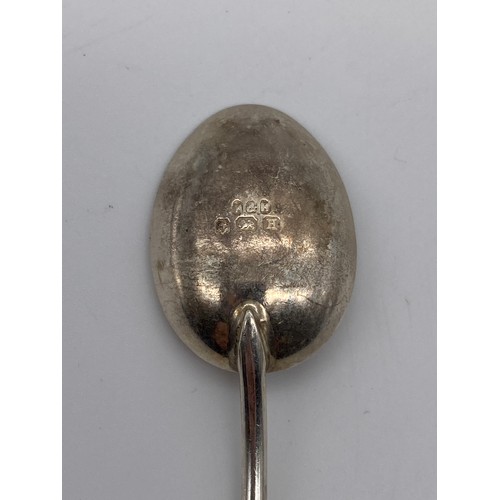 448 - SET OF SIX SILVER COFFEE FINIAL TEASPOONS AND SILVER BLADED AND HANDLED CAKE KNIFE