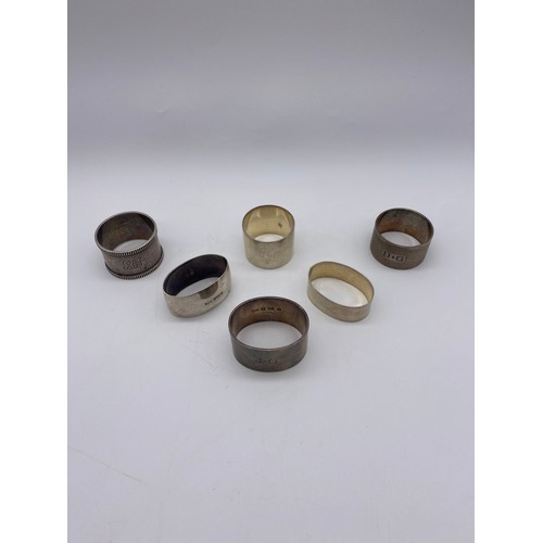 454 - SELECTION OF SILVER NAPKIN RINGS 7.5OZ APPROX