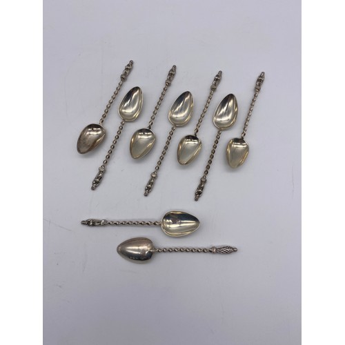 453 - SET OF NINE SILVER APOSTLE TEASPOONS 2.1OZ APPROX