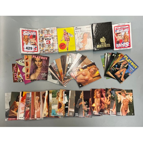 429 - SELECTION OF PLAYBOY AND EROTIC PLAYING CARDS AND COLLECTORS CARDS