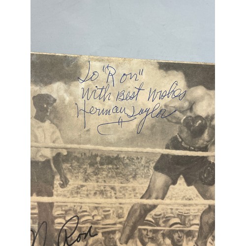 482 - JACK DEMPSYS INTERNATIONAL RESTAURANT MENU CARD WITH AUTOGRAPH SIGNATURES AND SIGNED BY HERMAN TAYLO... 