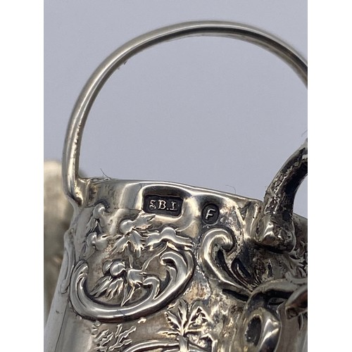 461 - CONTINENTAL 930 WHITE METAL MINIATURE NOVELTY WATERING CAN WITH CHINOISERIE SCENE BY SAMUEL BOYCE LA... 