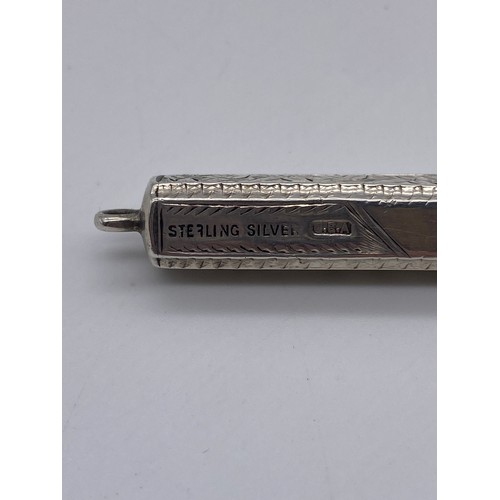 470 - STERLING SILVER ENGRAVED POCKET KNIFE AND A LONDON SILVER SM&CO ENGINE TURNED WHISTLE