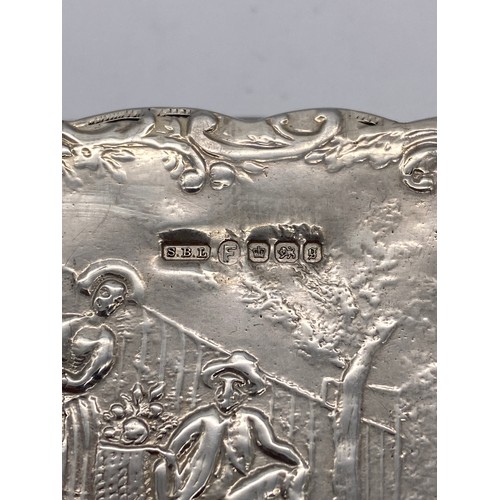 463 - SHEFFILED SILVER REPOUSSE SERPENTINE BOX BY SAMUEL BOYCE LANDECK 1.7OZ APPROX